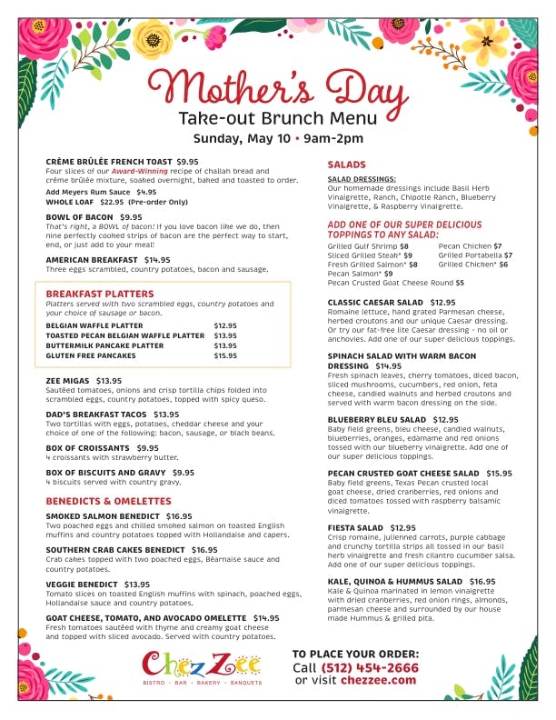 Mother S Day Brunch Chez Zee American Bistro In Austin Tx Mother S Day Brunch Chez Zee American Bistro In Austin Tx