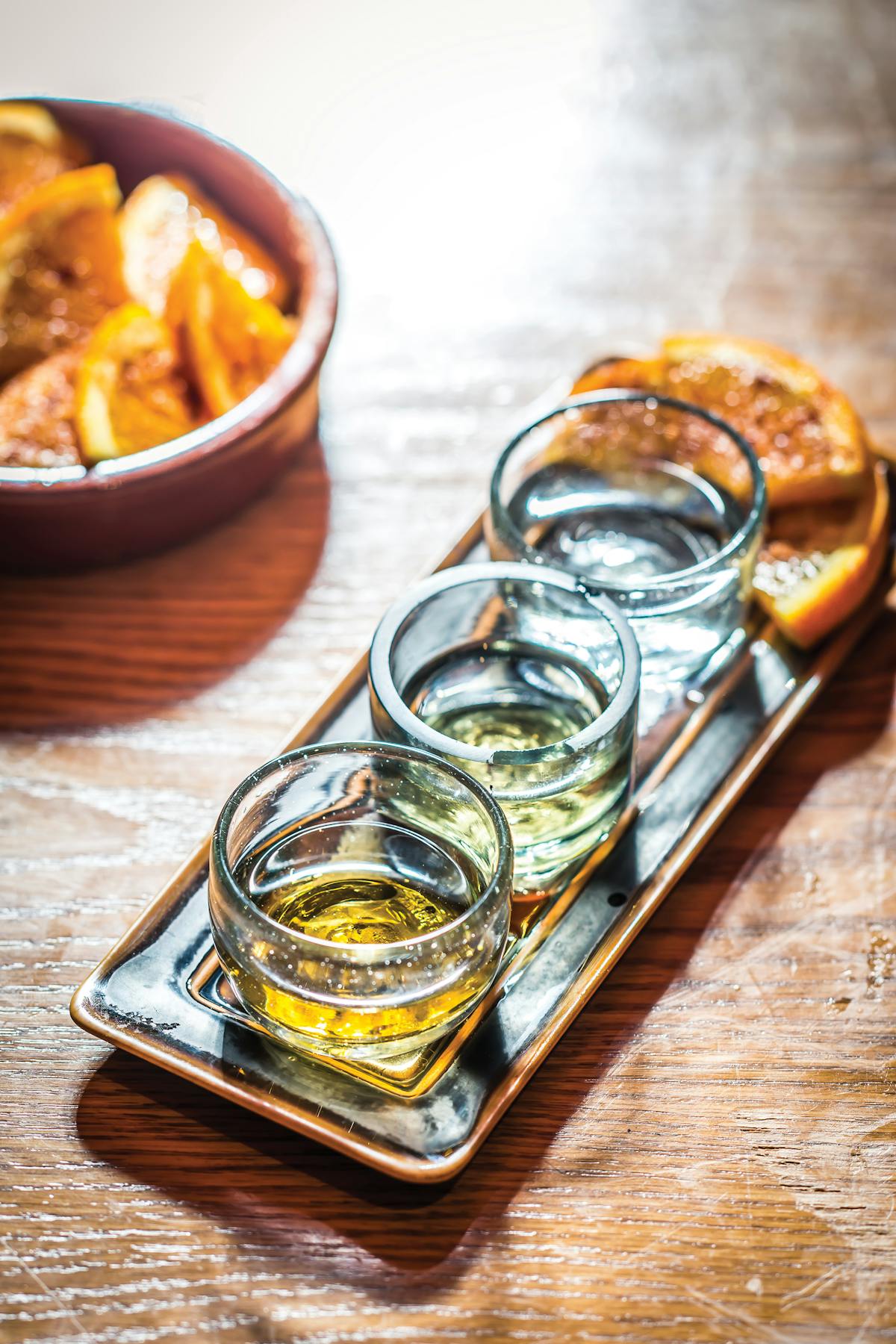 a close up of food on a wooden table