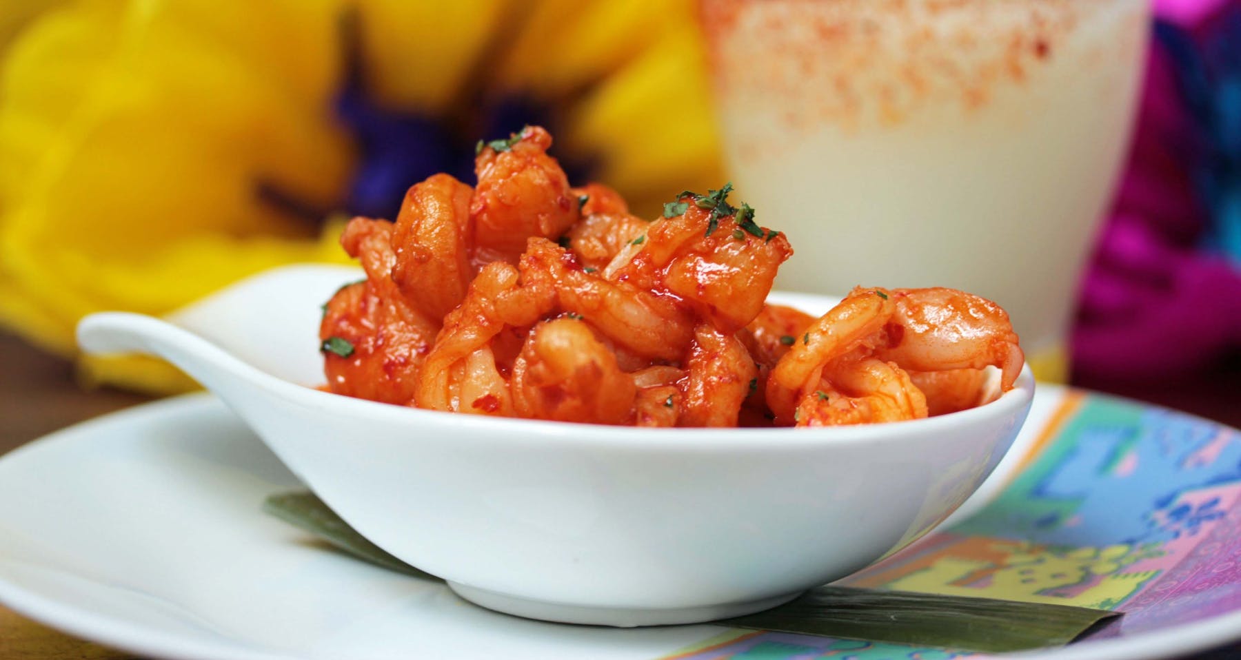 a close up of a bowl of food on a plate