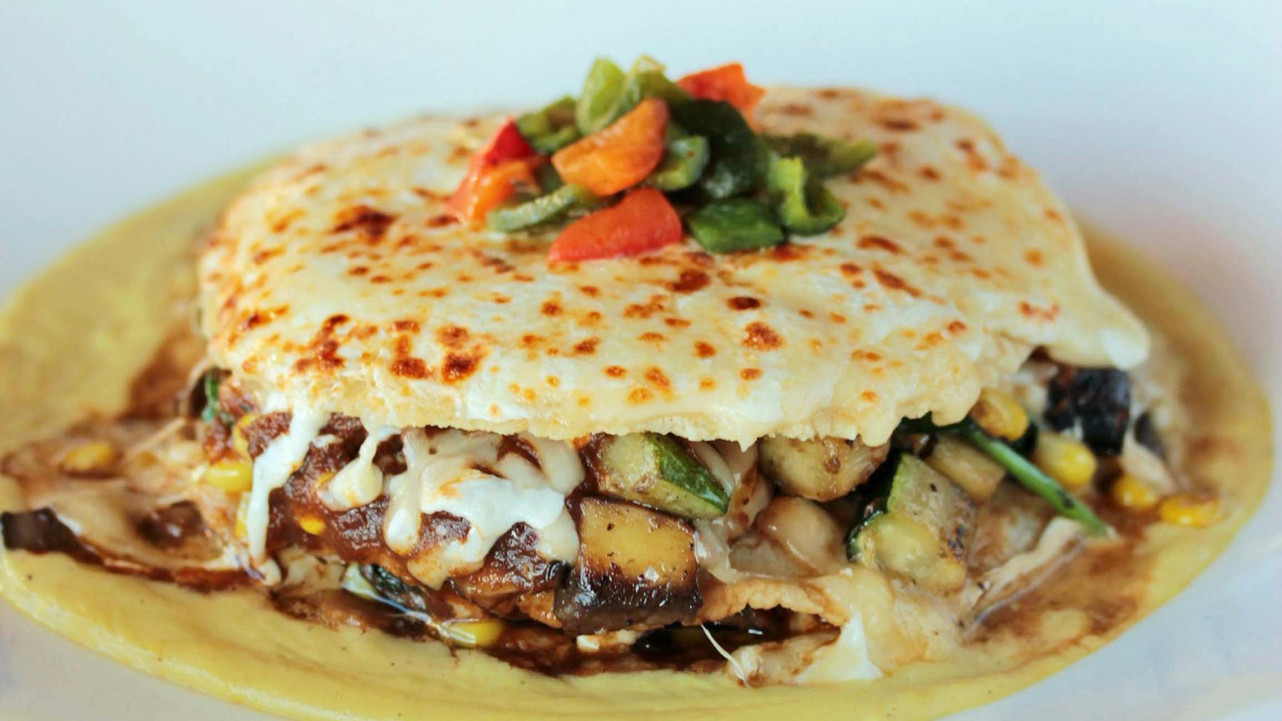 a close up of food on a plate