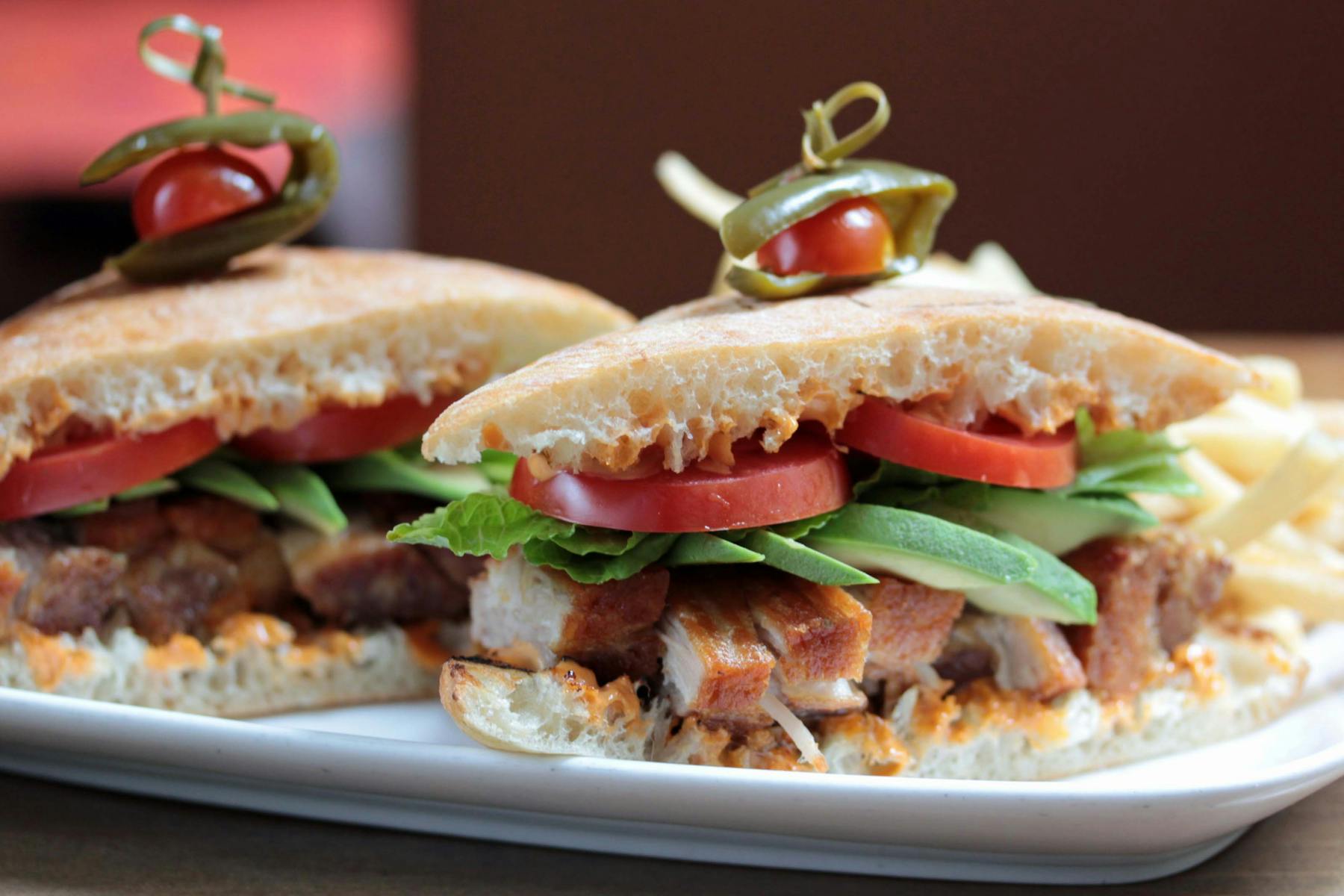 a close up of a sandwich on a plate