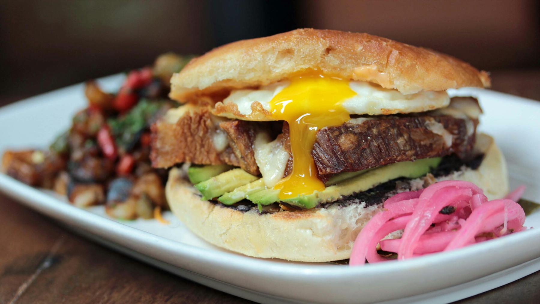a close up of a sandwich on a plate