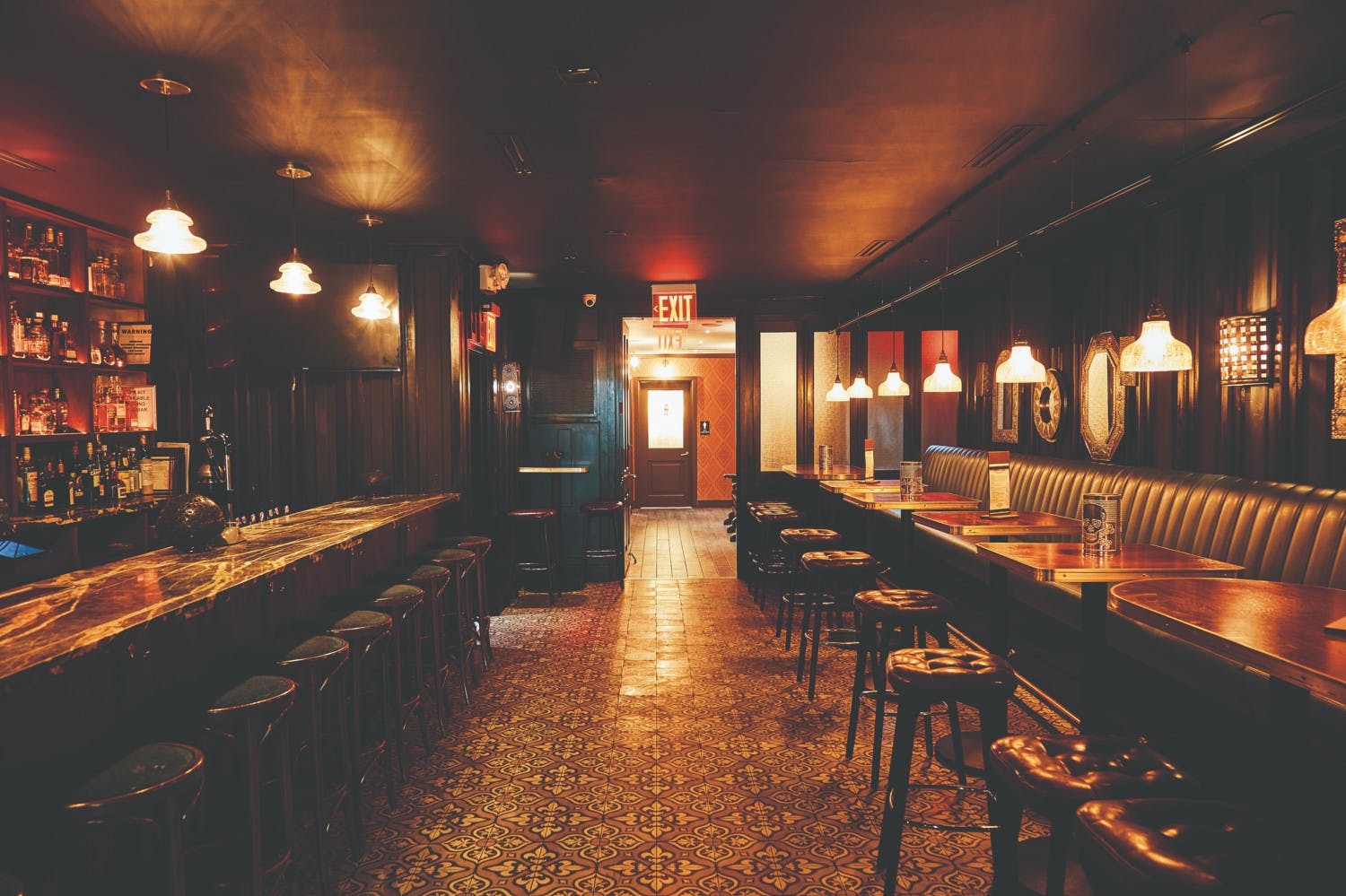 dining booths darkly lit