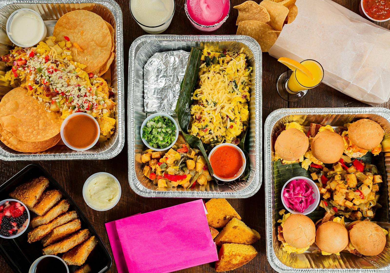 a box filled with different types of food on a table
