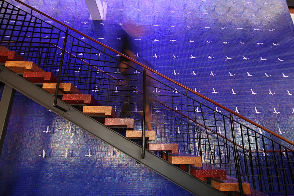 stairway at Rosa Mexicano by Lincoln Center, NY