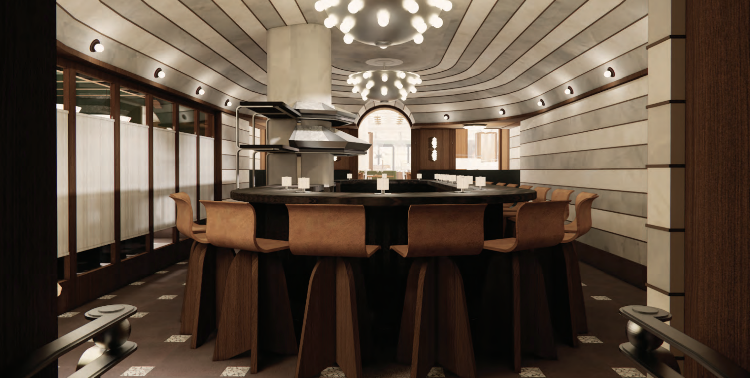 a room with a sink and a mirror