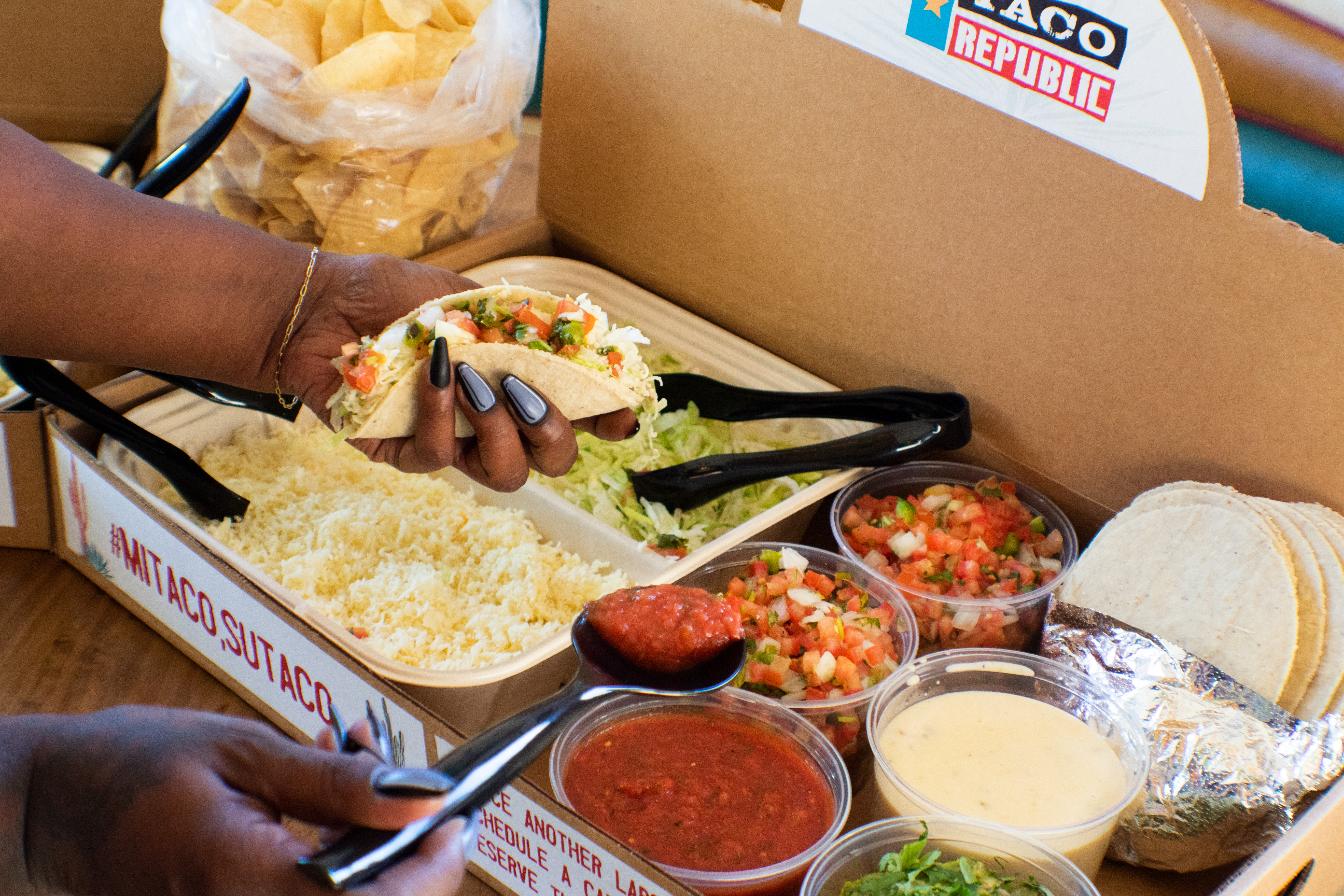 a tray of food on a table