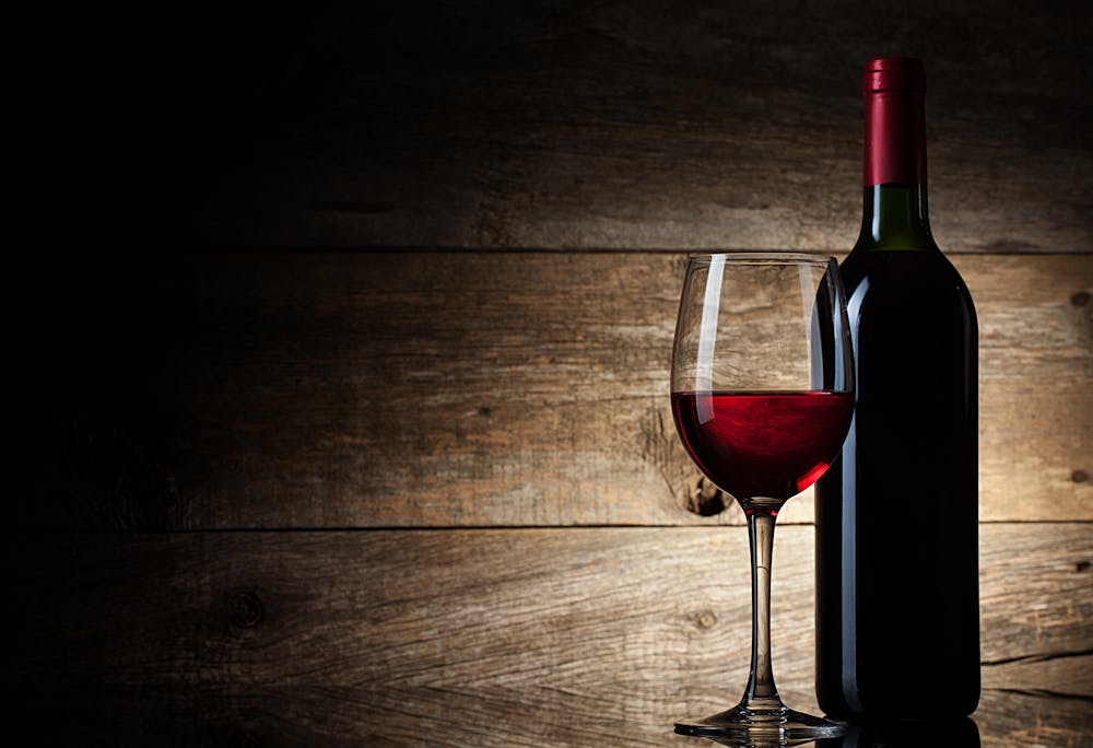 a glass of red wine
