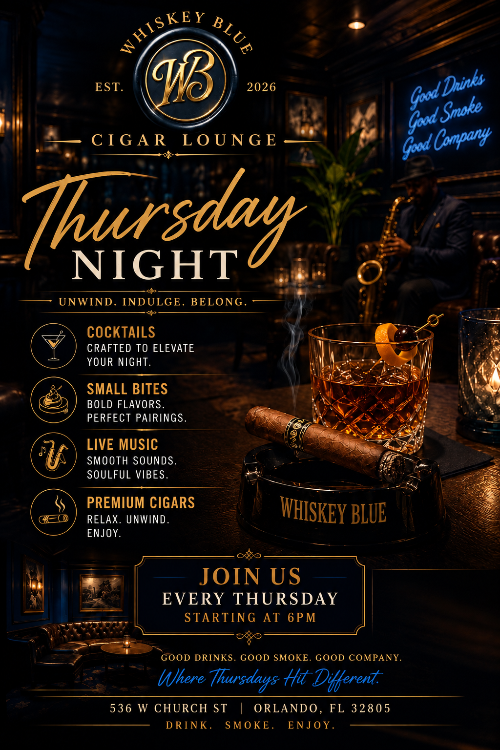 a cigar and a glass of whiskey on a table