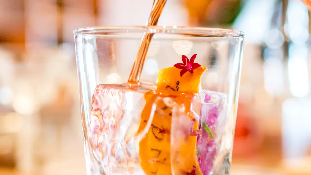 a glass cup on a table