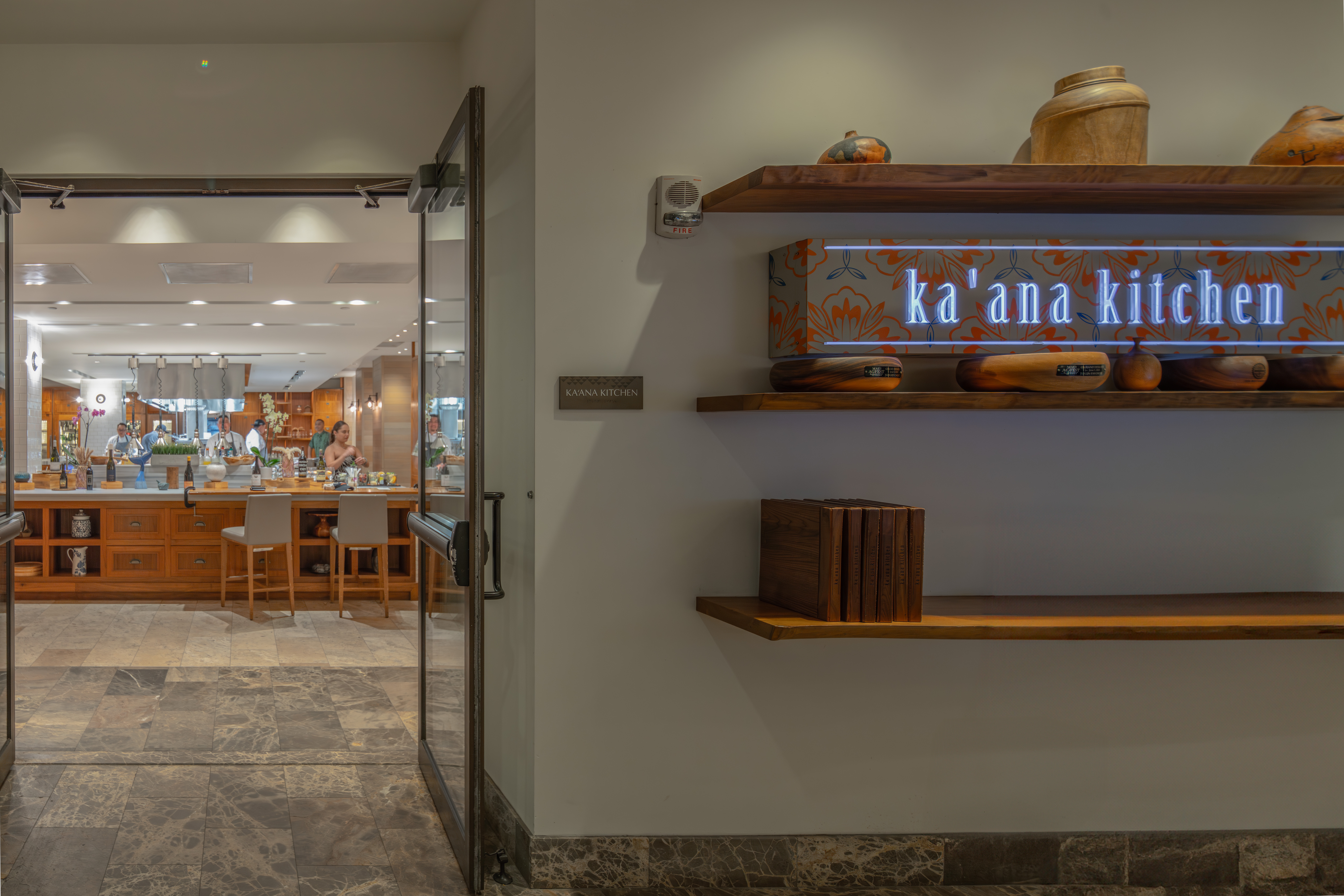 the outside of a restaurant looking in