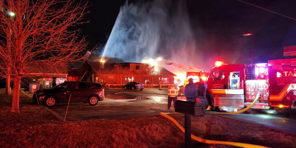 a fire truck at night