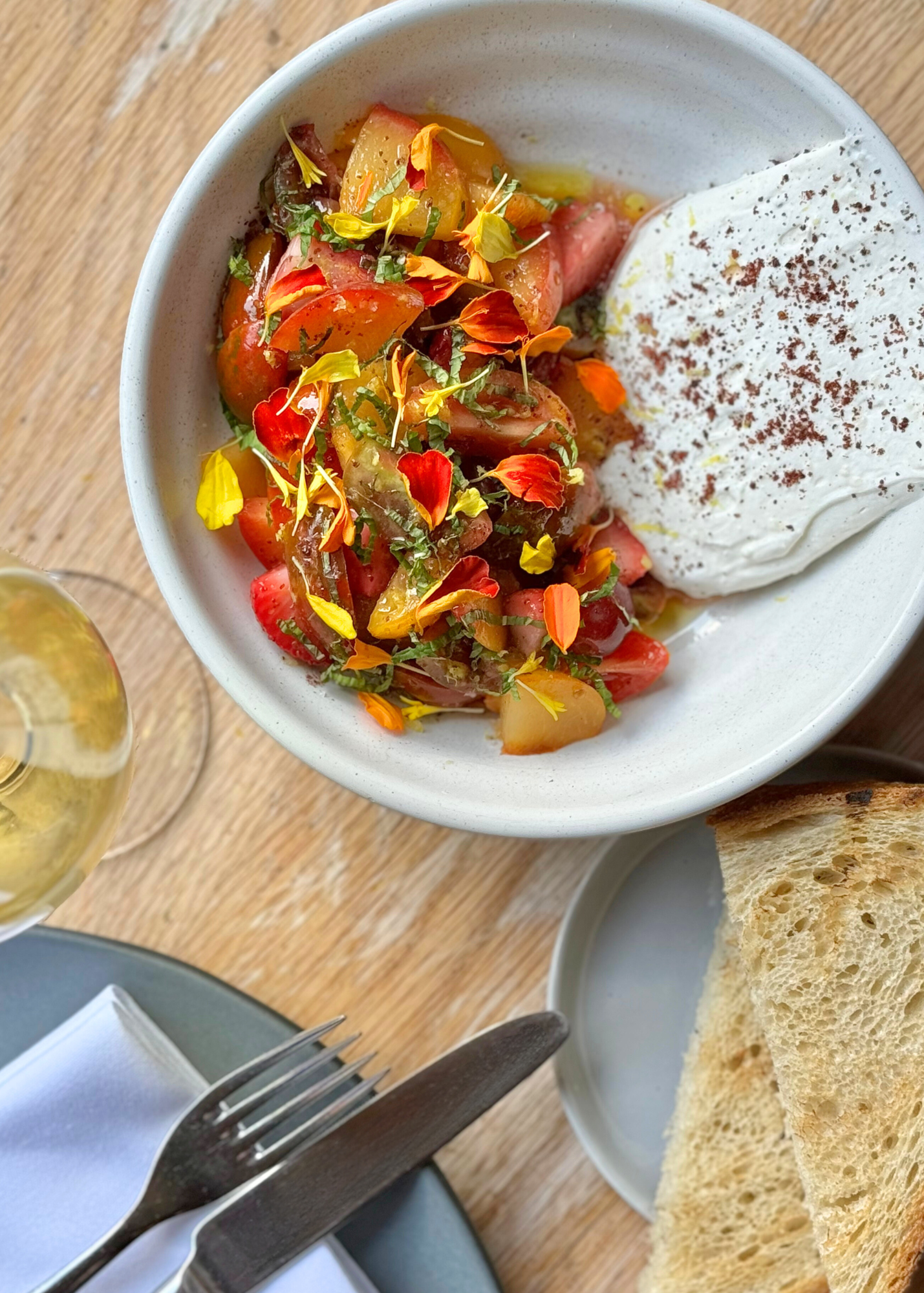 heirloom tomatoes with whipped ricotta
