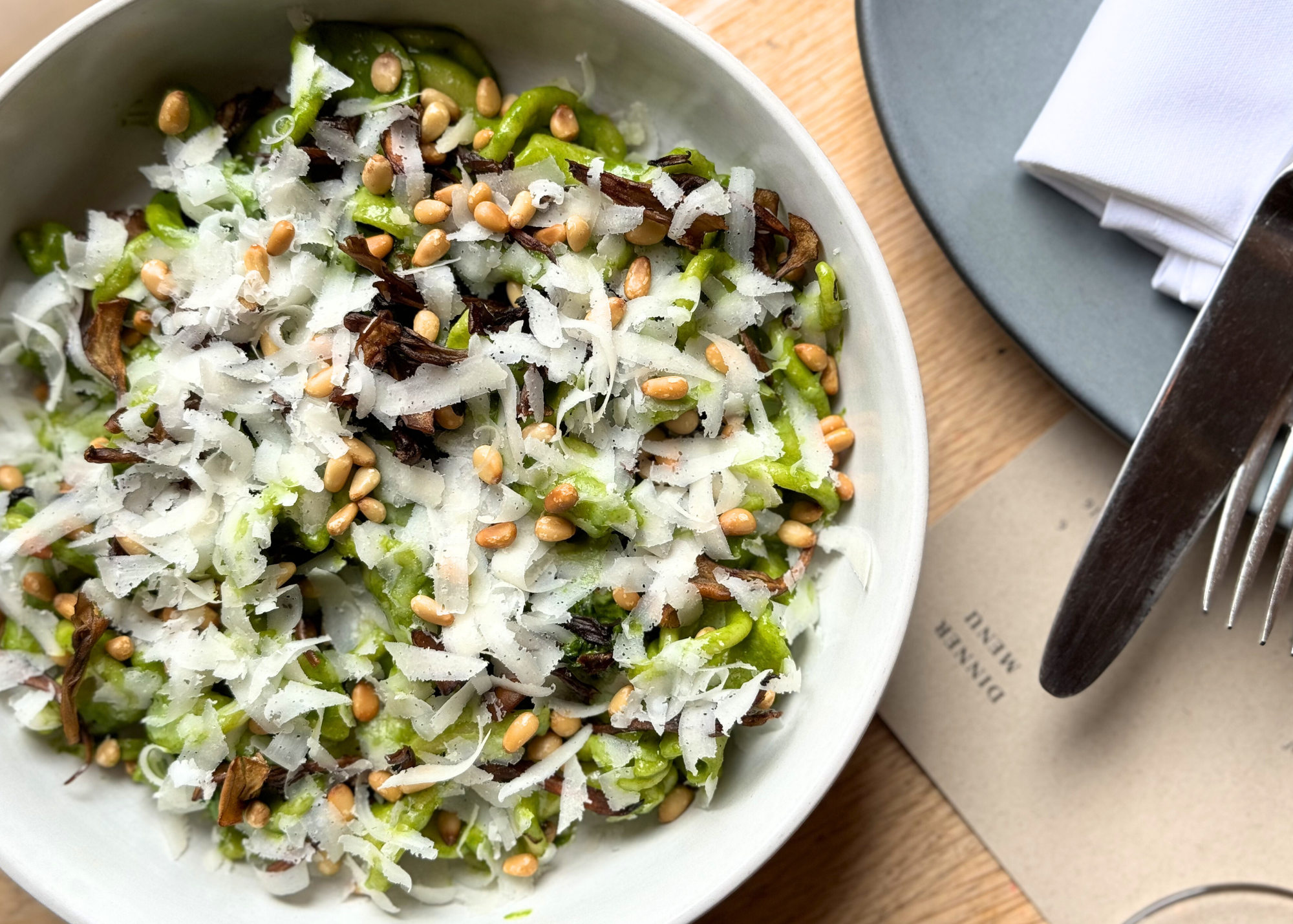 homemade pasta with pinenuts