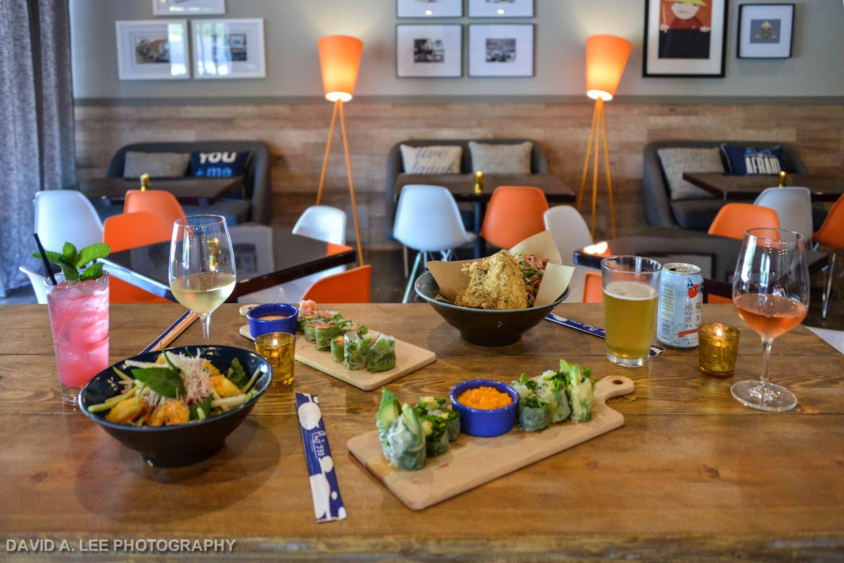 a table topped with plates of food