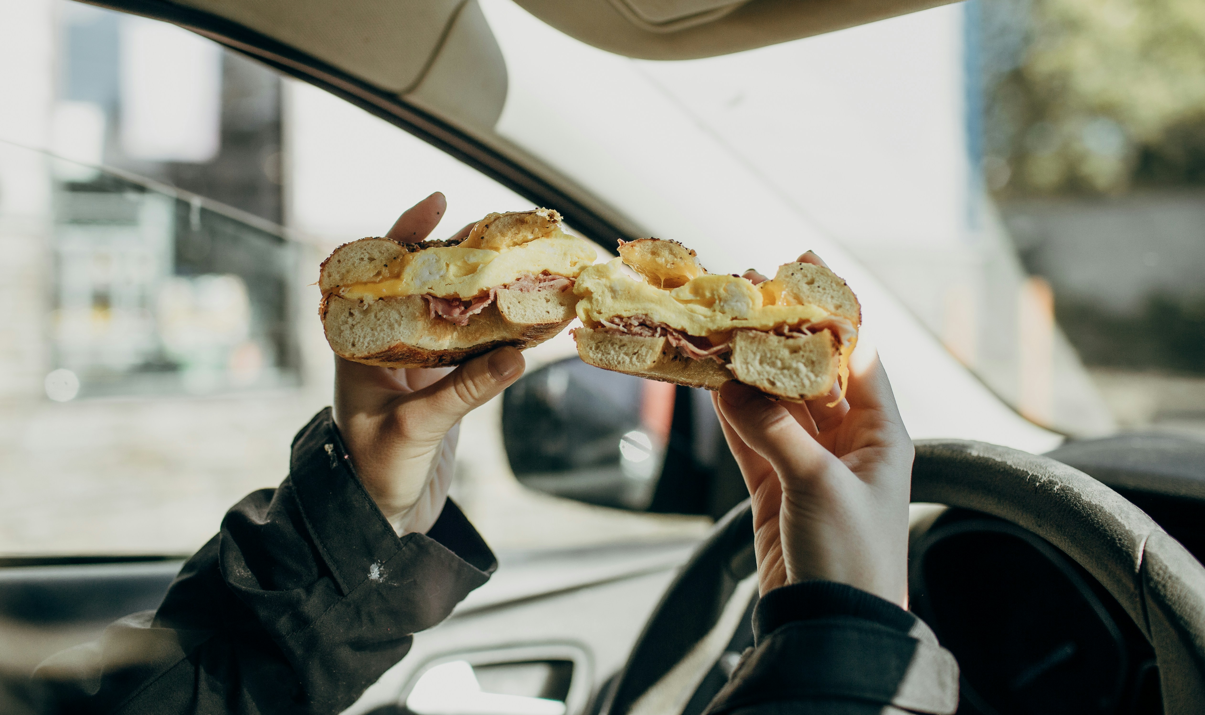 a person holding food
