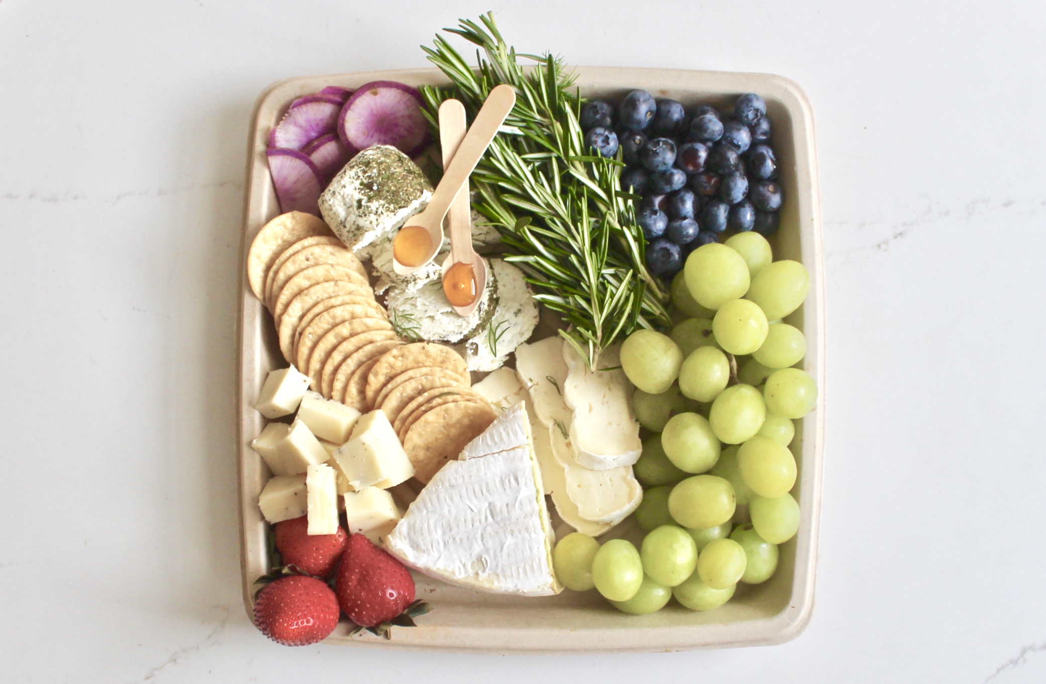 a box filled with different types of fruit