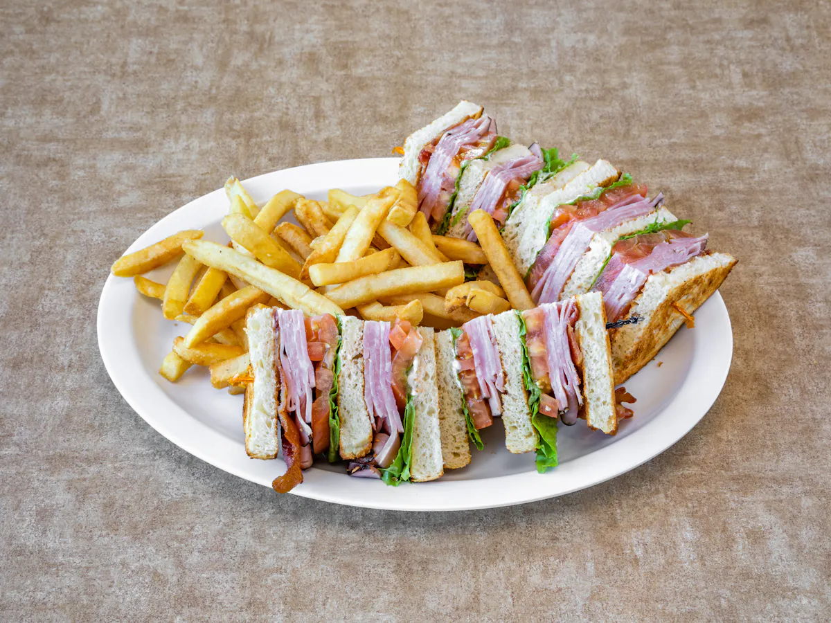 a sandwich and fries on a plate
