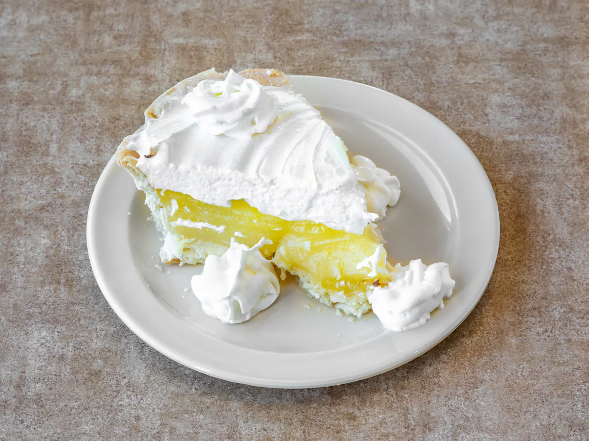 a piece of pie on a plate