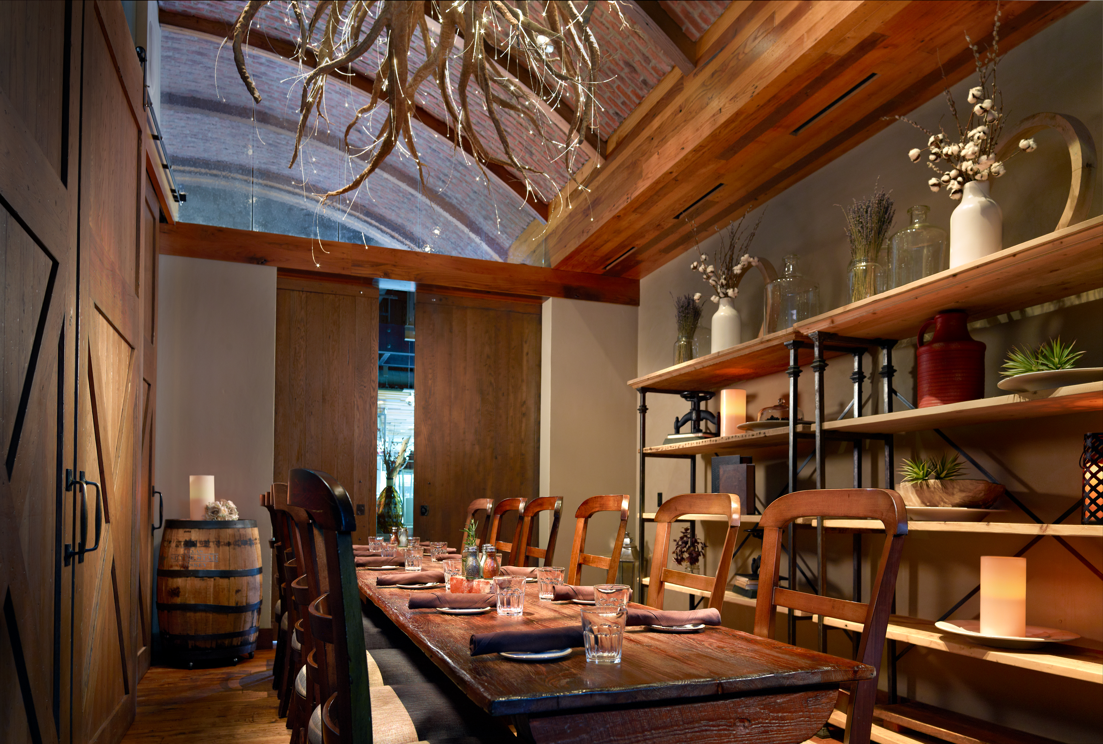 a room with chairs and a bar