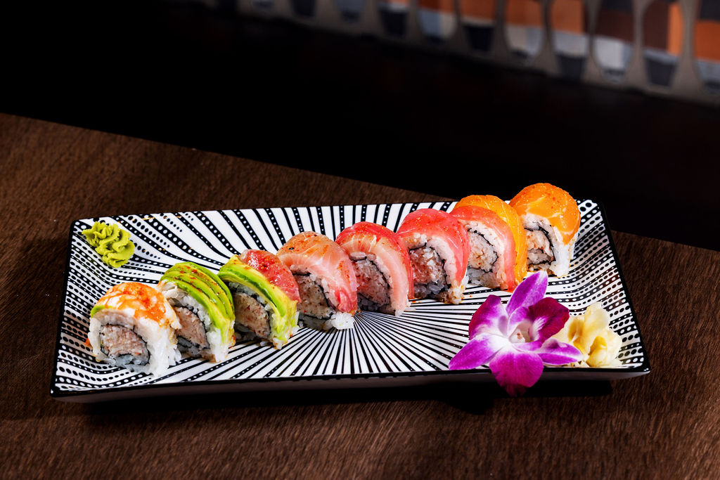 a plate of sushi on a table