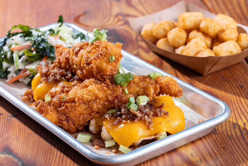 a tray of food on a table