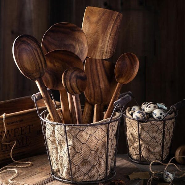 Natural Teak Wooden Utensil Set – Plcium