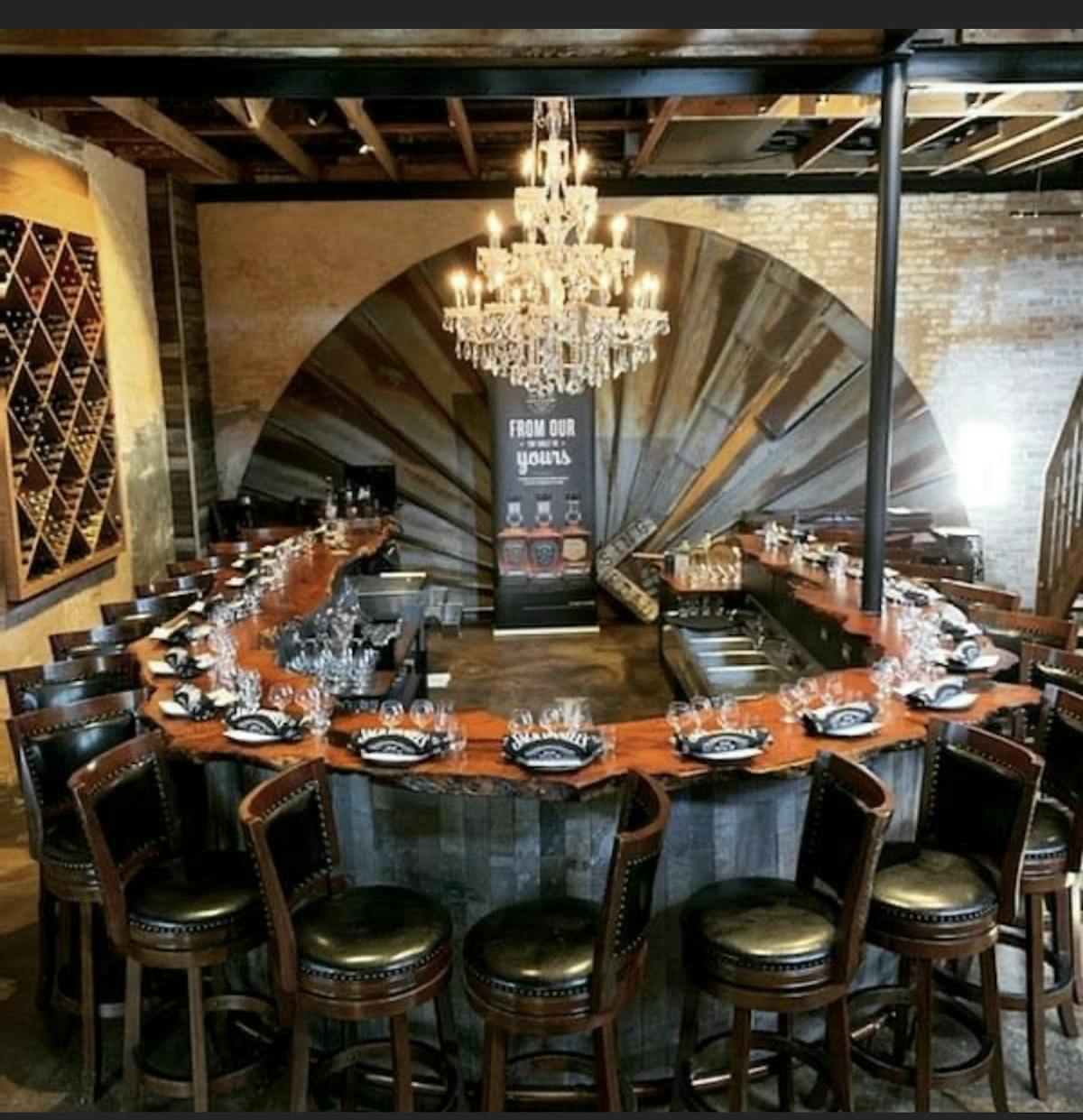 a kitchen with a table in a restaurant