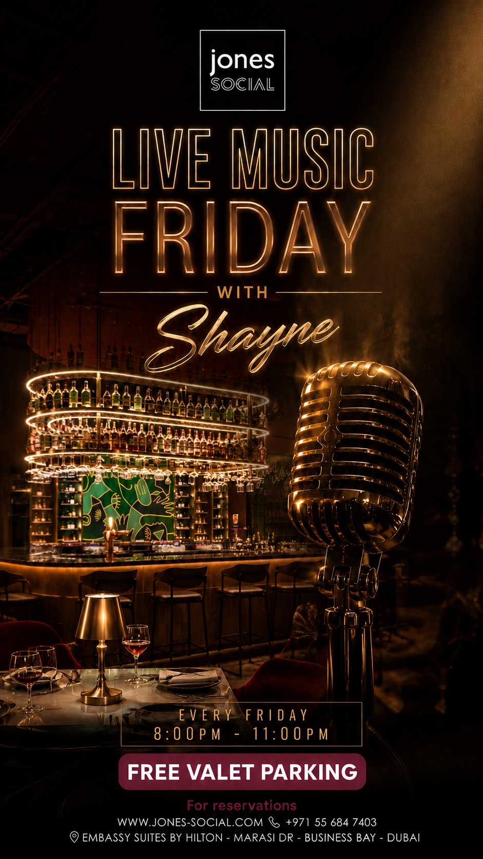 a microphone in front of a bar