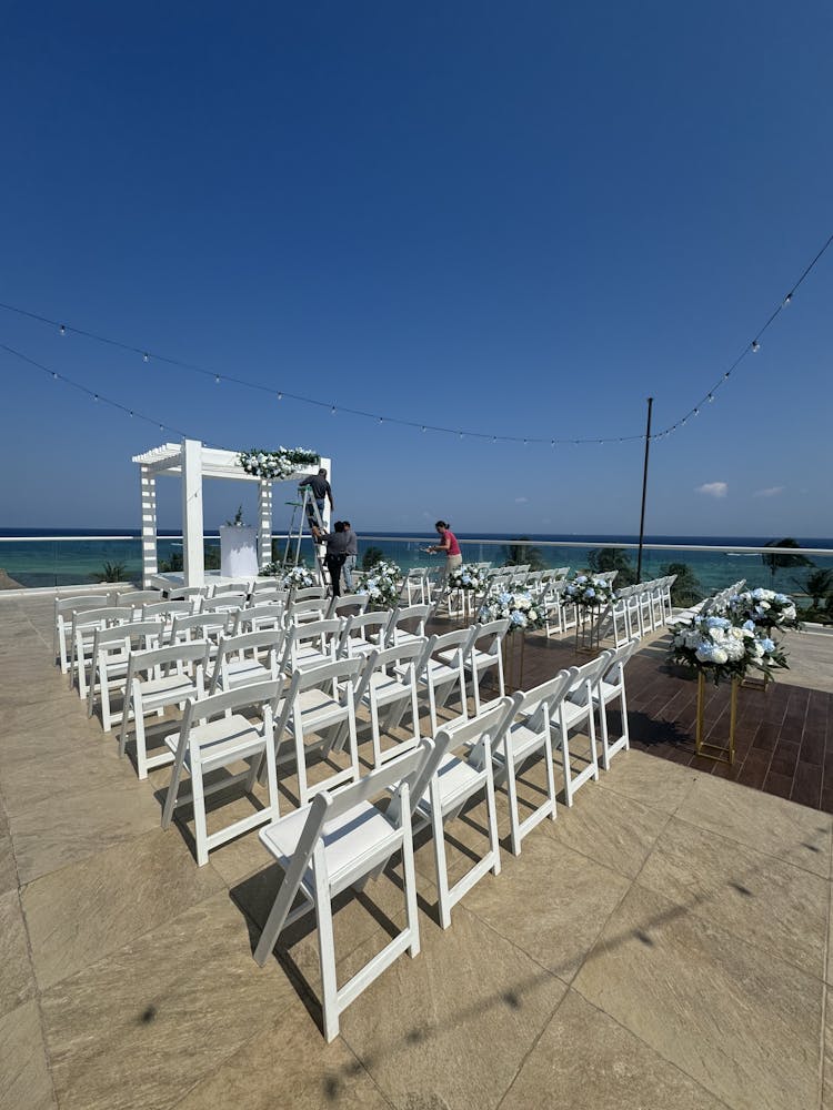 a close up of chairs