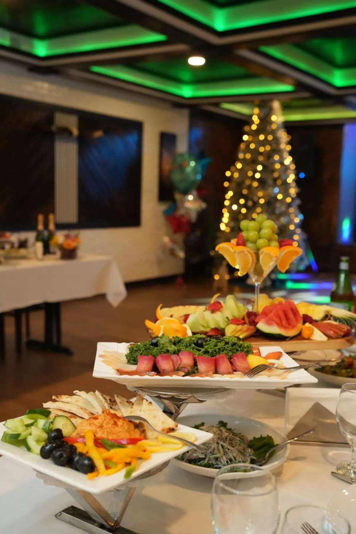 a table topped with plates of food on a plate