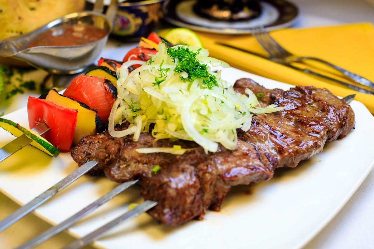 a plate of food with a fork