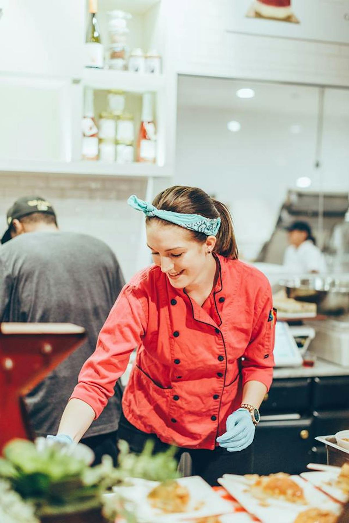 a person preparing food in a kitchen