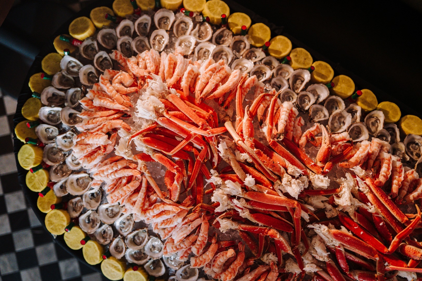 a large platter of seafood