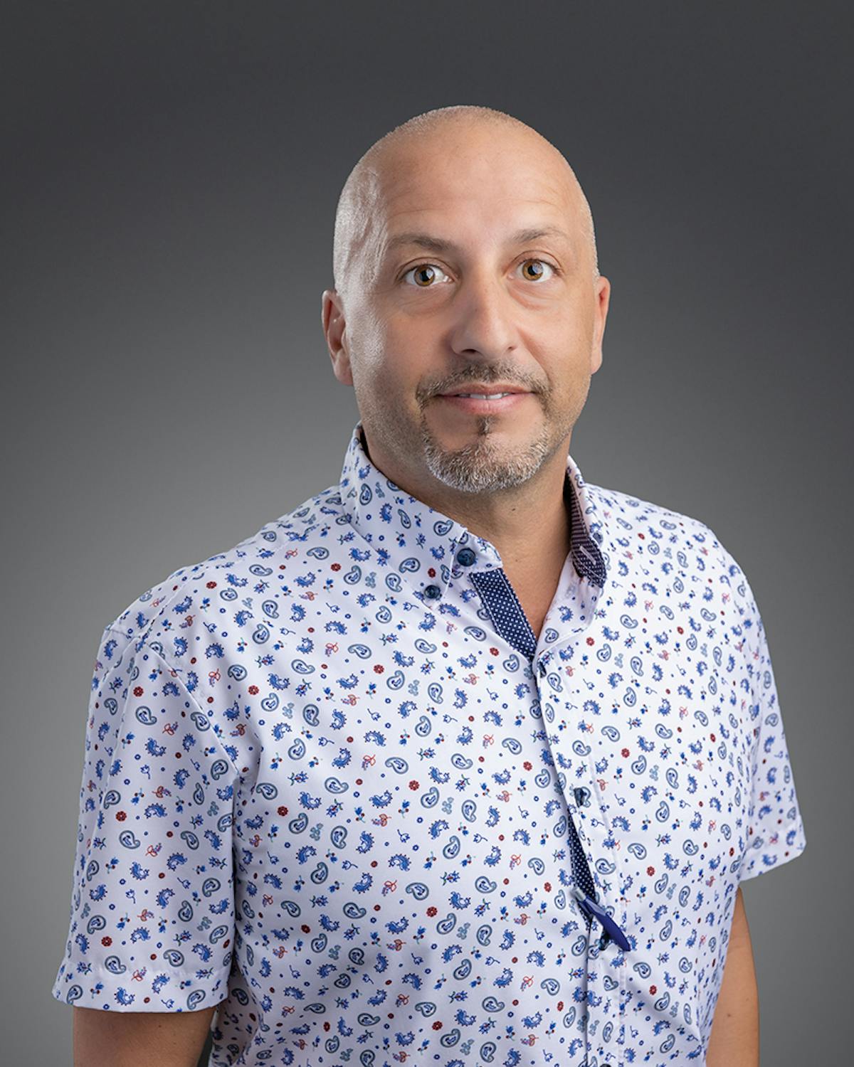 a man wearing a blue shirt