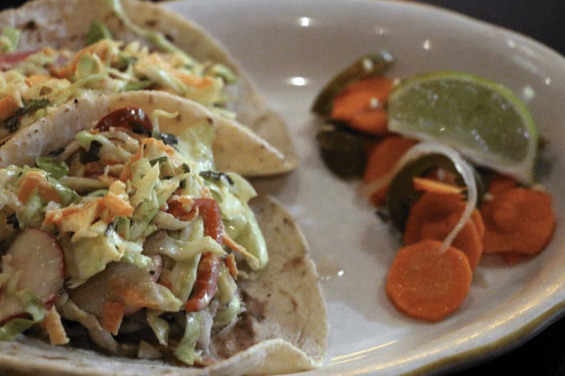a close up of a plate of food