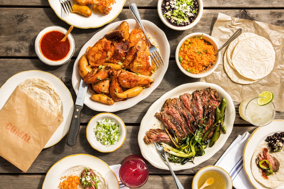 many different types of food on a plate on a table