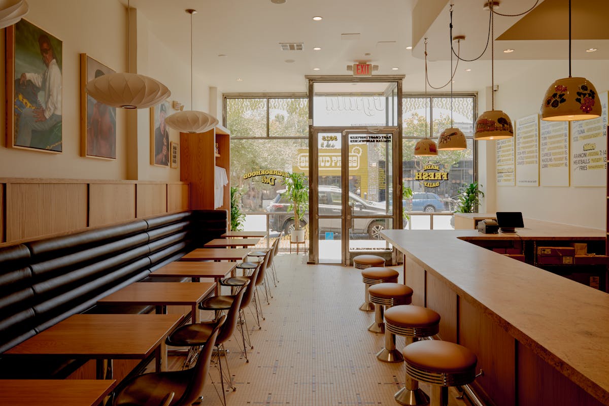 a room with tables and chairs