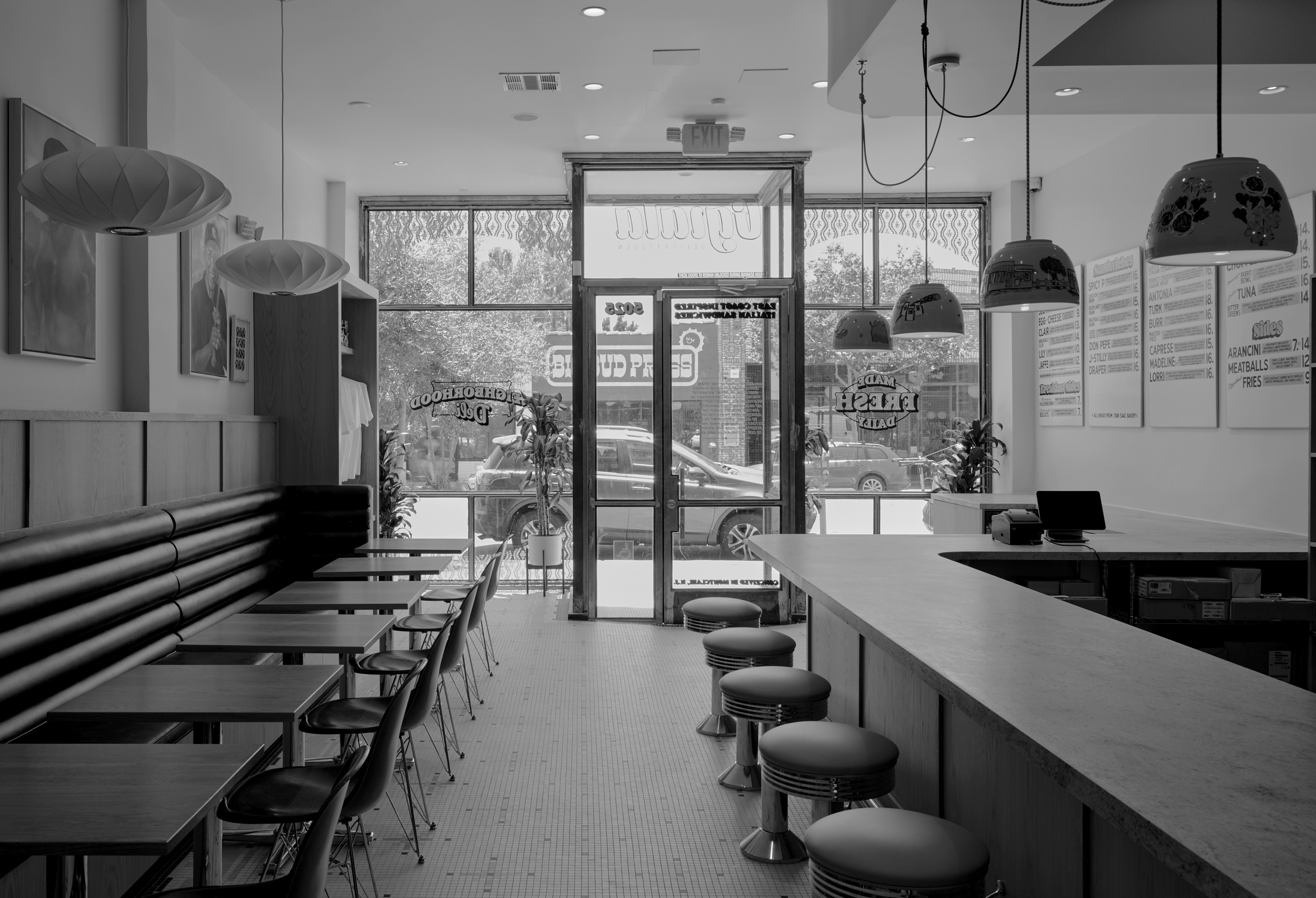 a room with tables and chairs