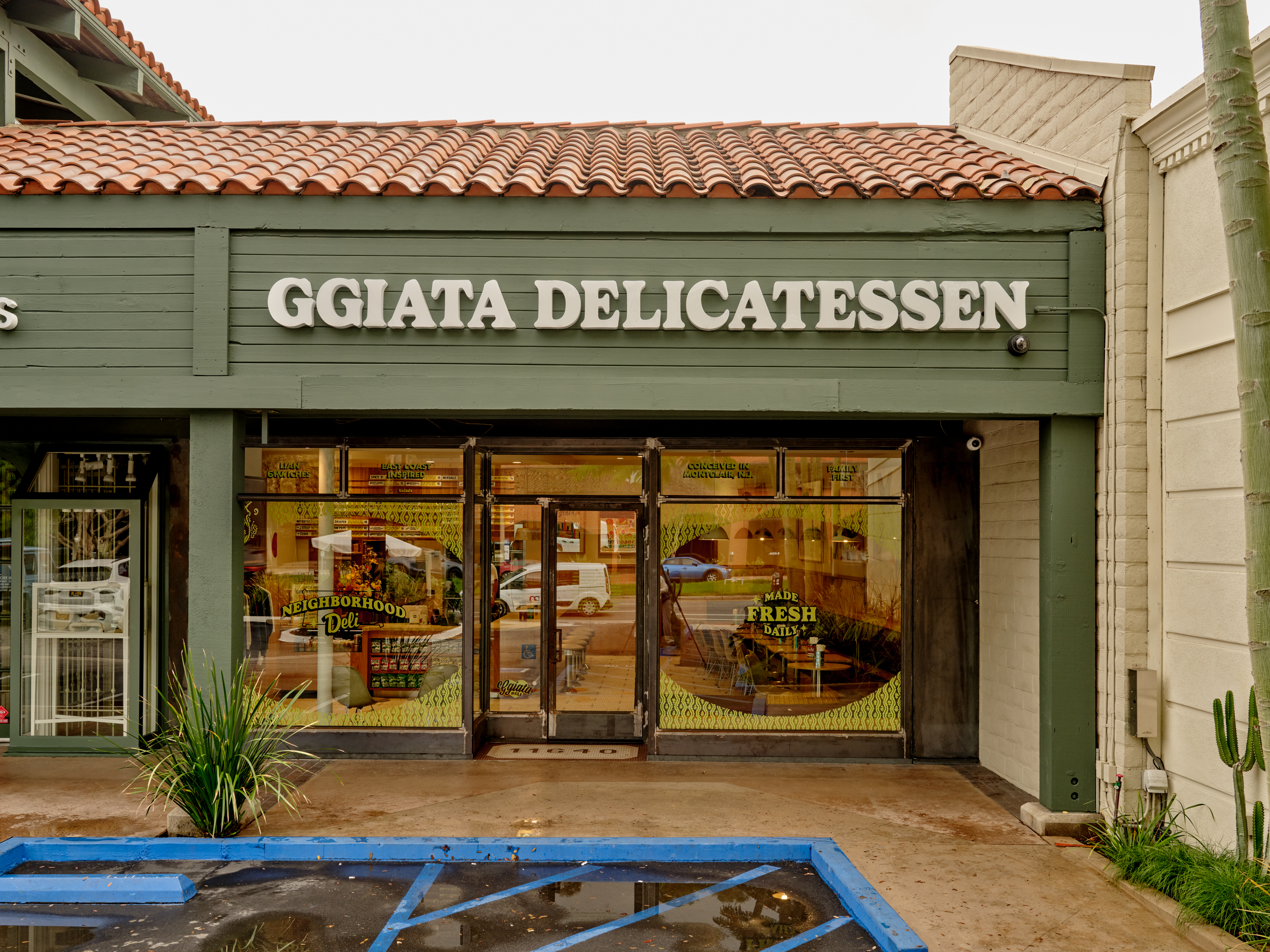 a store front at day