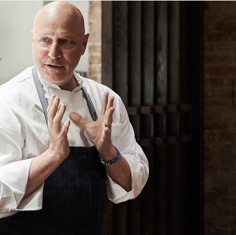 Tom Colicchio wearing a suit and tie