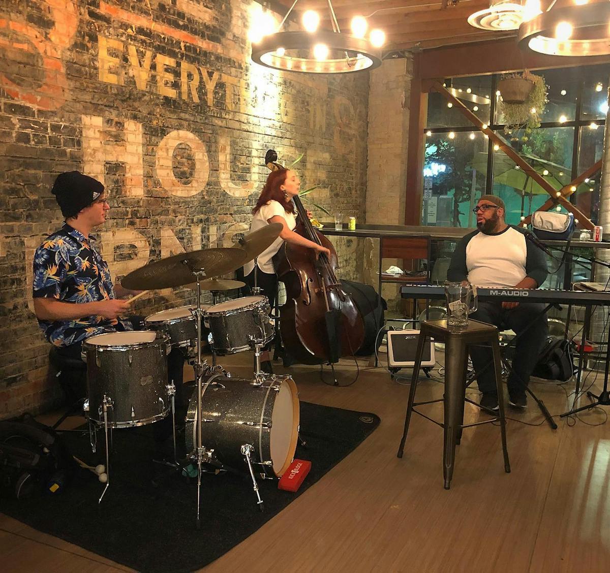 a group of people in a room