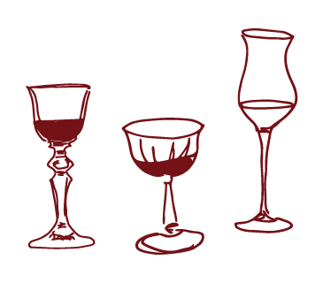a group of wine glasses