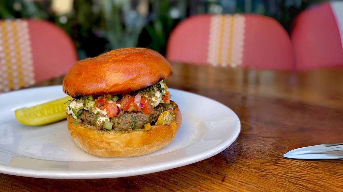 a burger on a plate