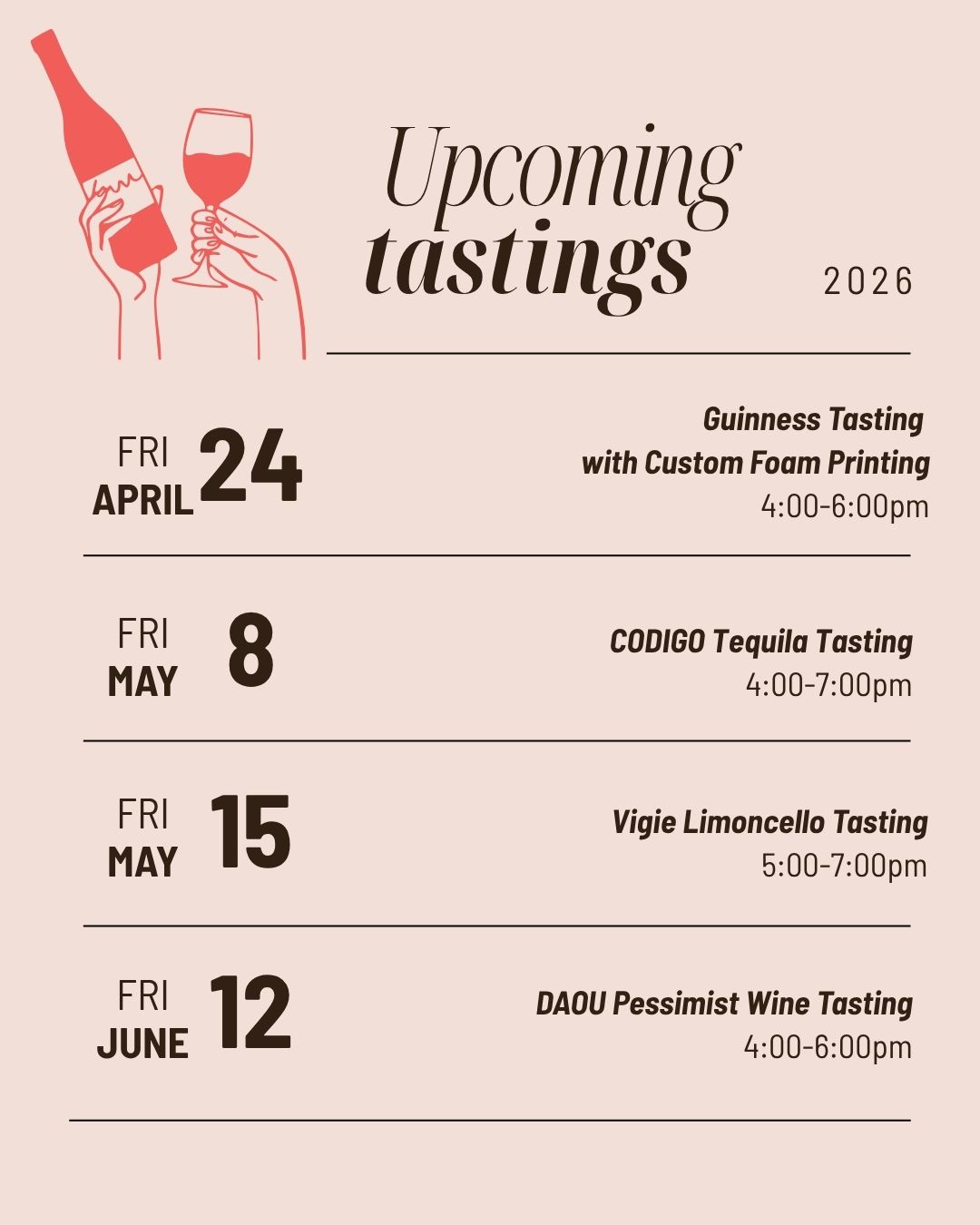 a poster with text and images of wine glasses