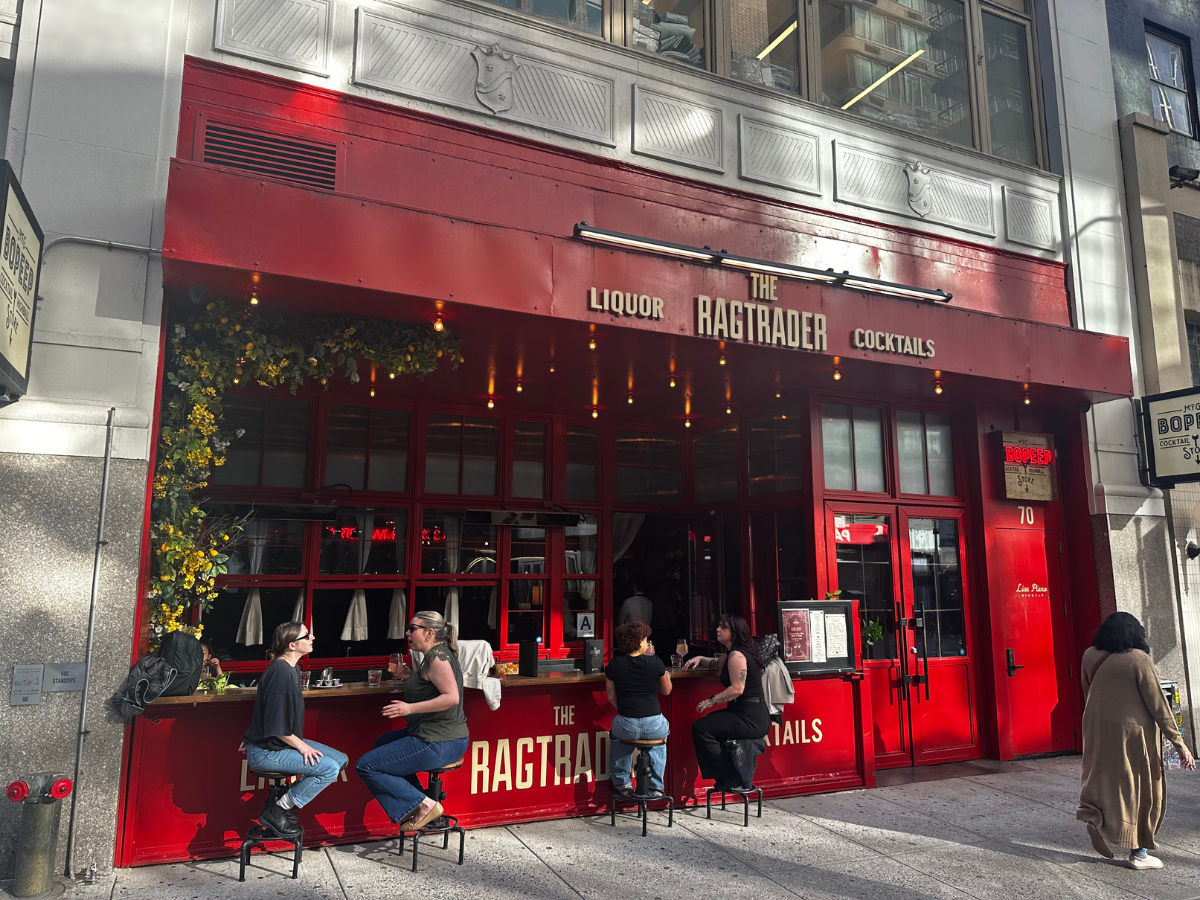 outdoor dining in the sun at the ragtrader patio