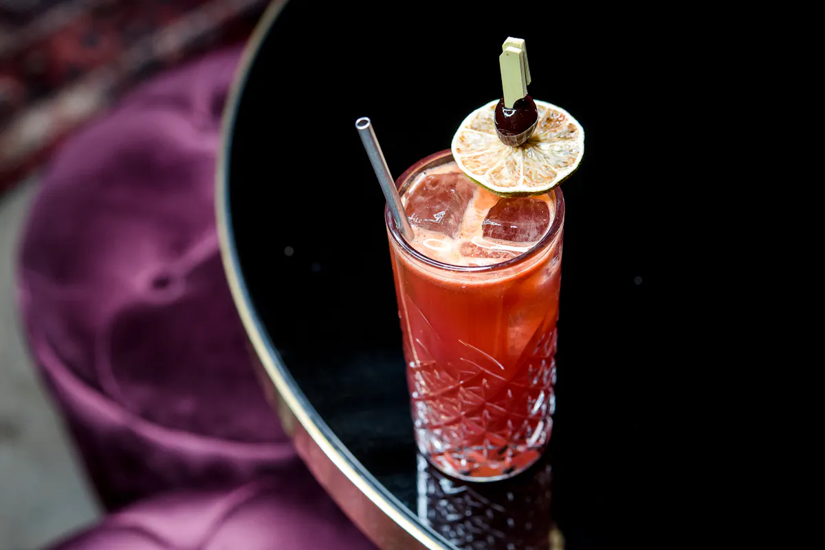 a close up of a drink