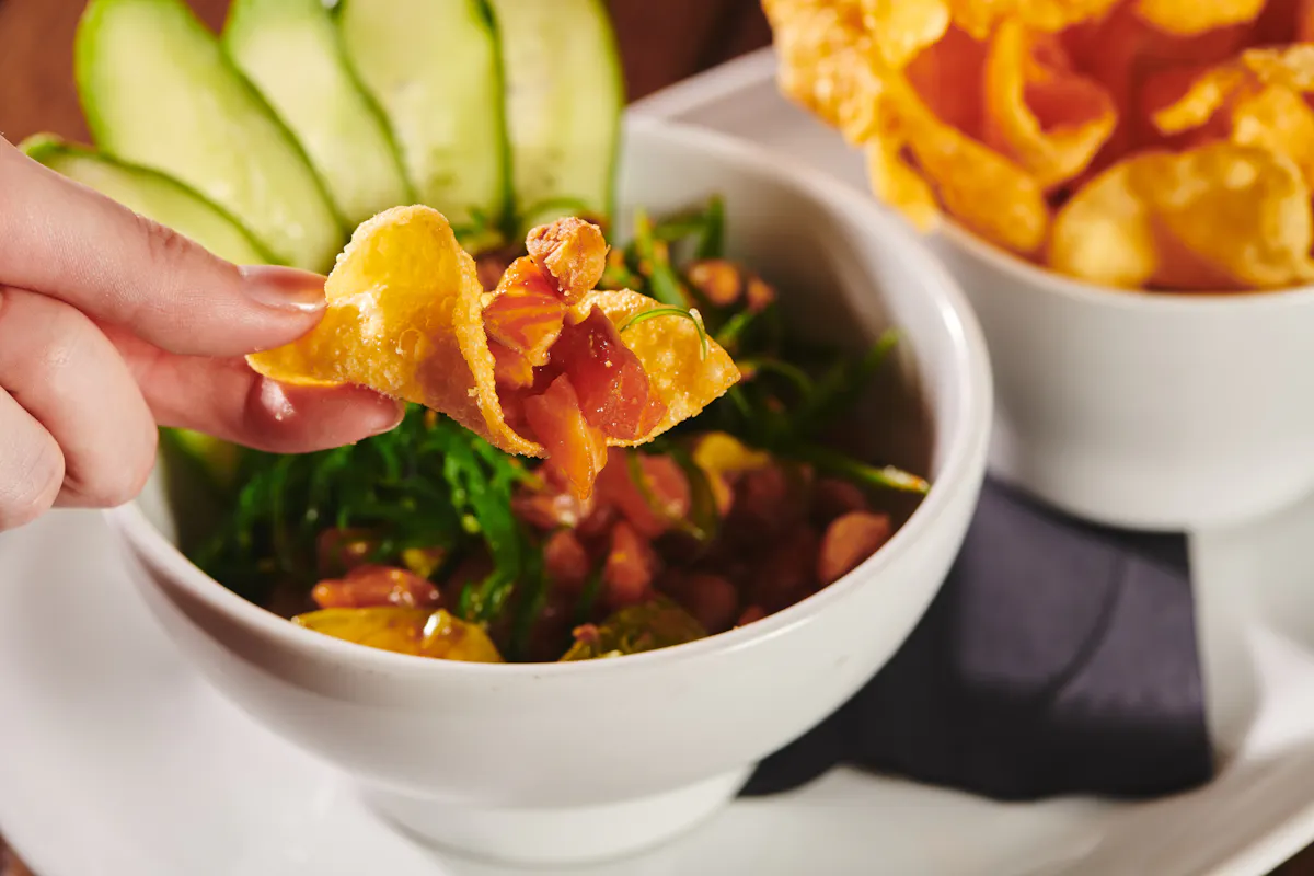 a close up of a bowl of salad