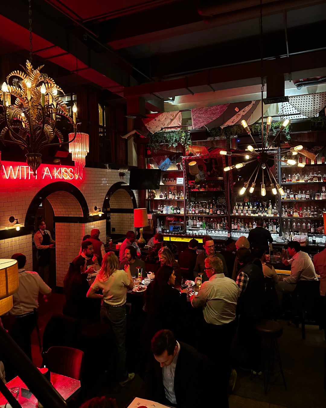 tables full in dining room