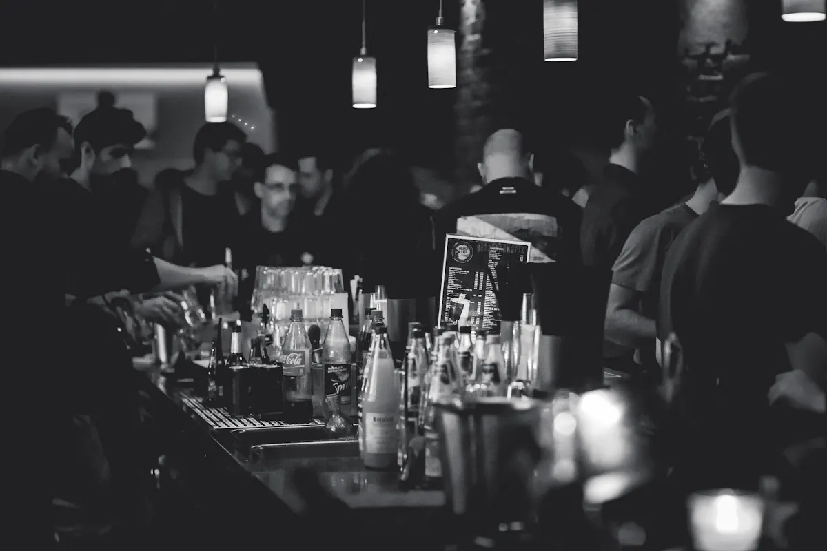 a close up of drinks on a bar area